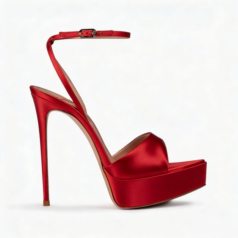 Women Shoes Waterproof - Sommerliche neue spitze Fischmaul-Sandalen mit Seidenband,