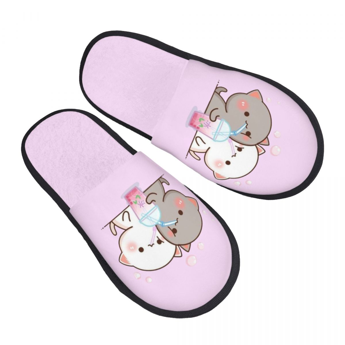 Women Shoes Mochi - Personalisierte Mochi-Katzen-Hausschuhe mit Pfirsich- und Goma-Motiv