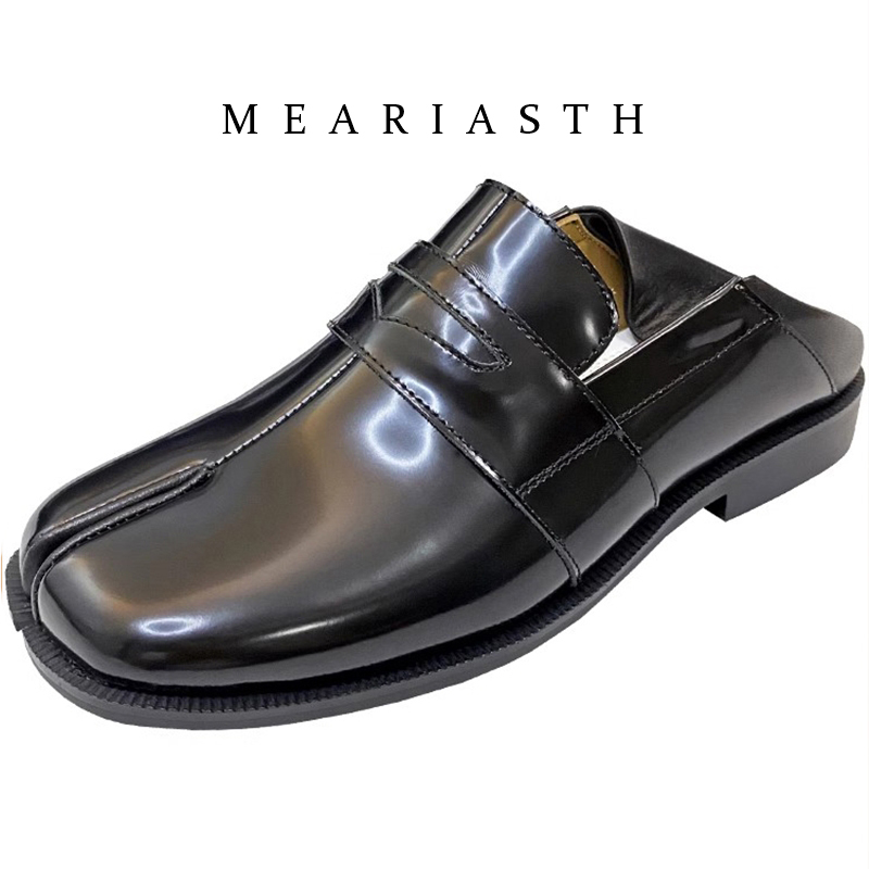Women'S Shoes Loafers Black - Schwarze Tabi-Schuhe mit geteilter Zehenpartie aus