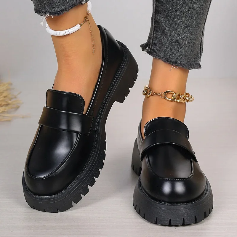 Women'S Shoes Loafers Black - Plus Größe 35-43 Schwarz Pu Leder