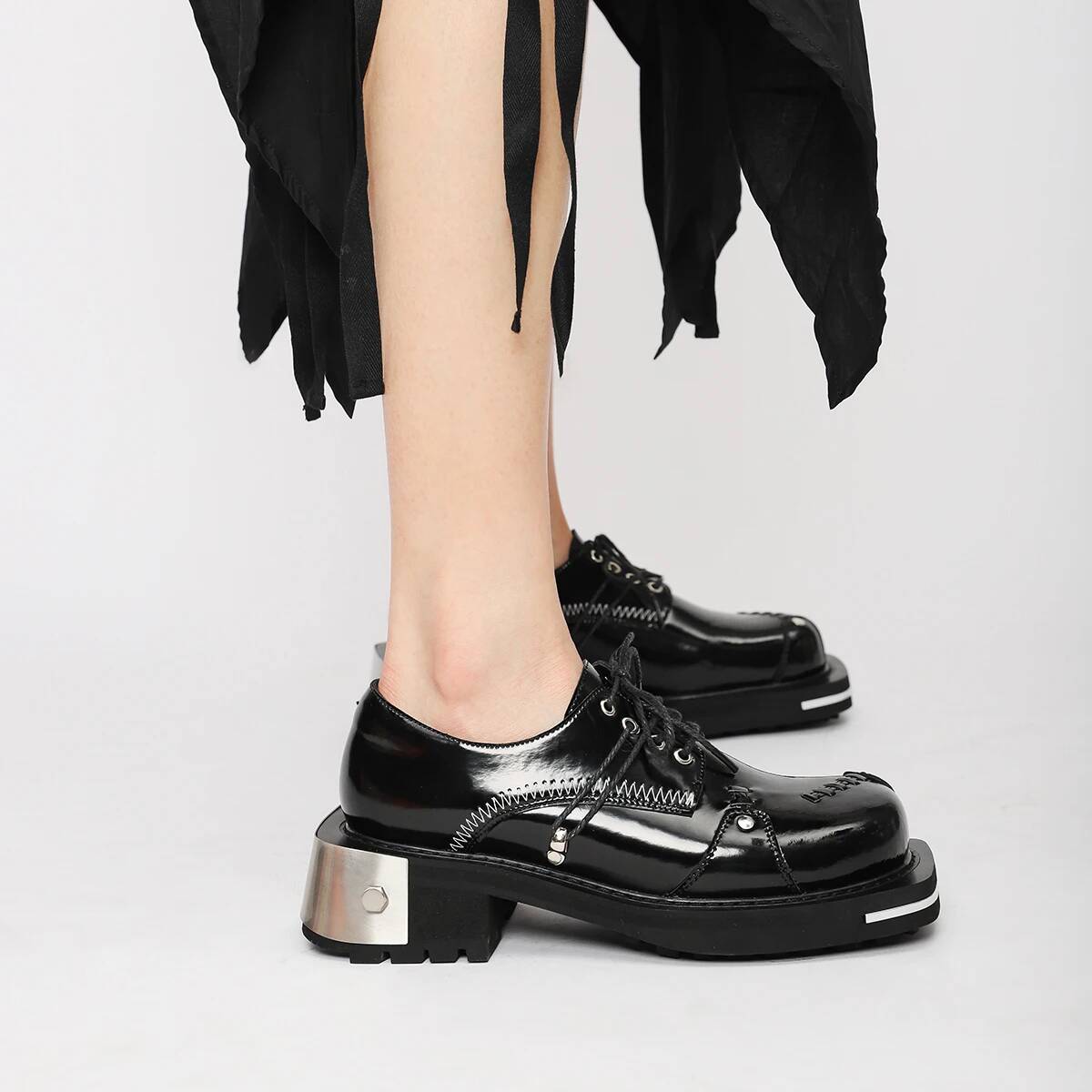 Women'S Shoes Loafers Black - Retro Damen Herren Metall Echtleder Sneaker