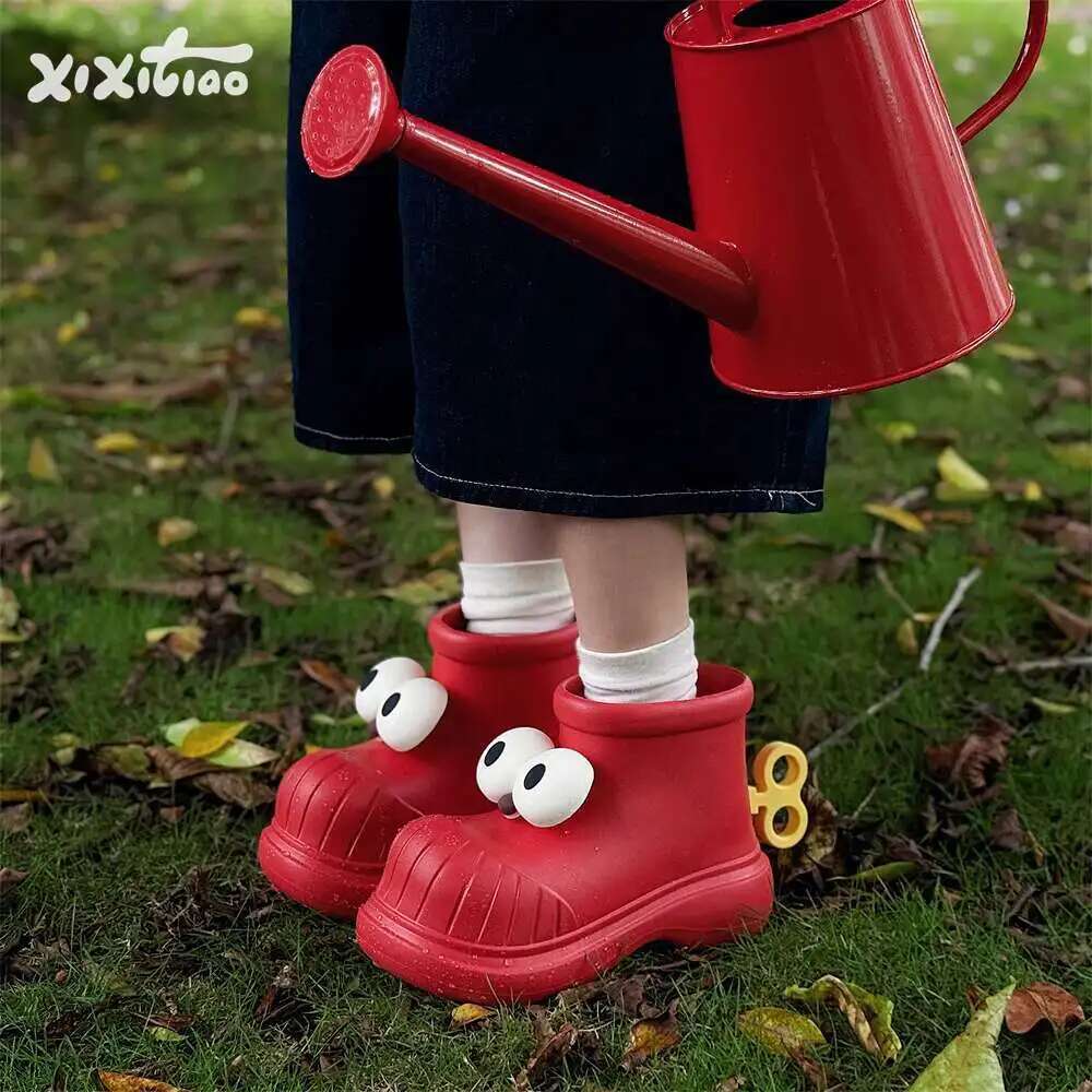 Women'S Shoes Big Feet - Damen-Regenstiefel, runde Zehen, große Augen, Regenschuhe
