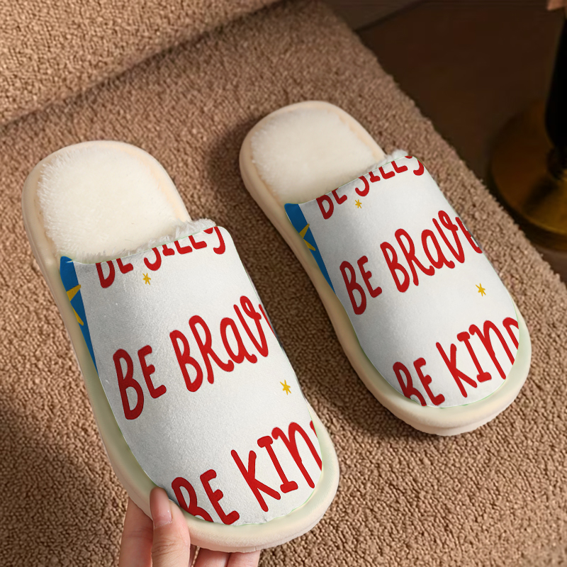 Women Shoes Kinds - Kind Quote Luxus-Plüschpantoffeln für Damen und