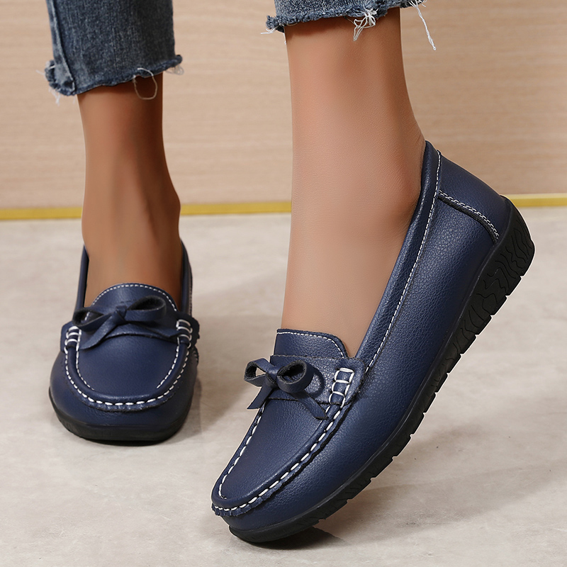 Echtes Leder Frauen Wohnungen  – Women'S Shoes Loafers Black Bewertung und Preis