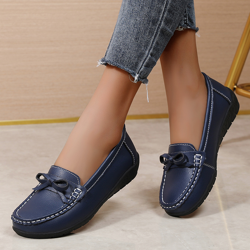 Echtes Leder Frauen Wohnungen  – Women'S Shoes Loafers Black Bewertung und Preis