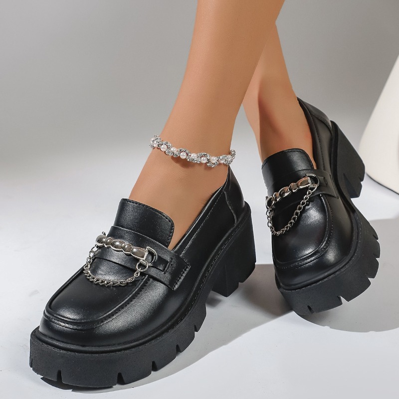 2026 Modische Metallketten-Pla – Women'S Shoes Loafers Black Bewertung und Preis