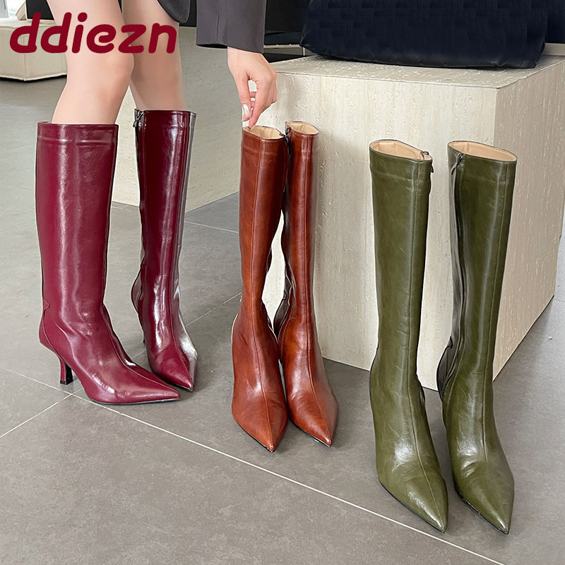 Mode Spitz Damen Kniehohe Stie – Women'S Shoes Big Feet Bewertung und Preis